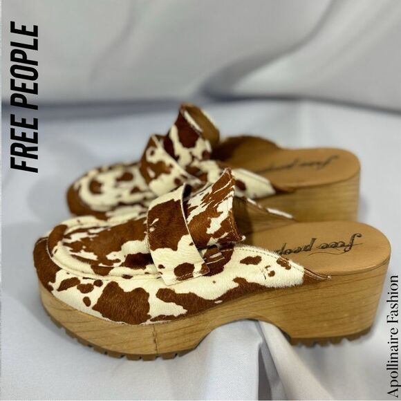 FREE PEOPLE CORBIN CALF HAIR CLOG IN BROWN SIZE 40 NEW - Picture 3 of 6